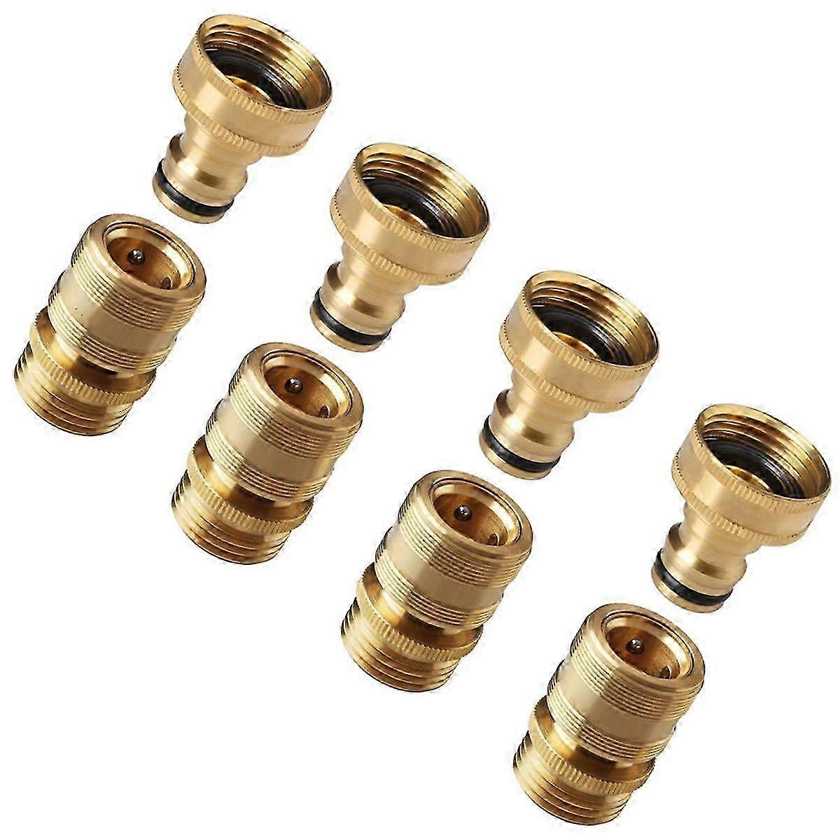 Garden Hose Quick Connect Fittings. Inch Ght Solid Brass. (4set)
