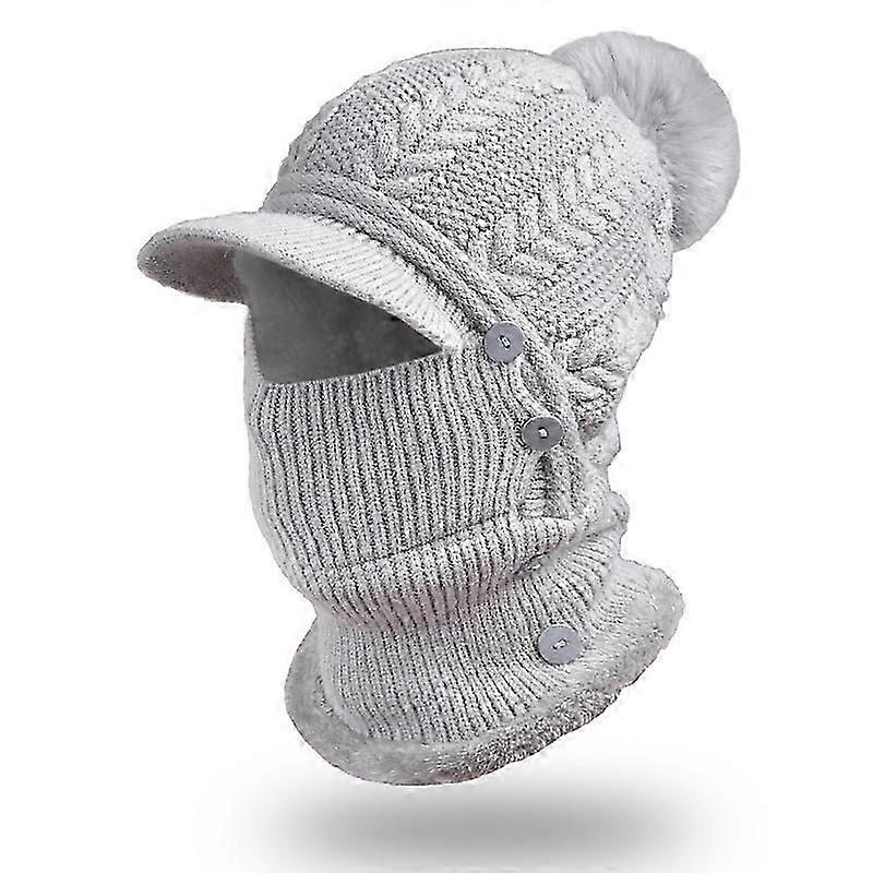 3 in 1 Winter Full Face Neck Protection Windproof Warm Ski Baseball Cap (grey)