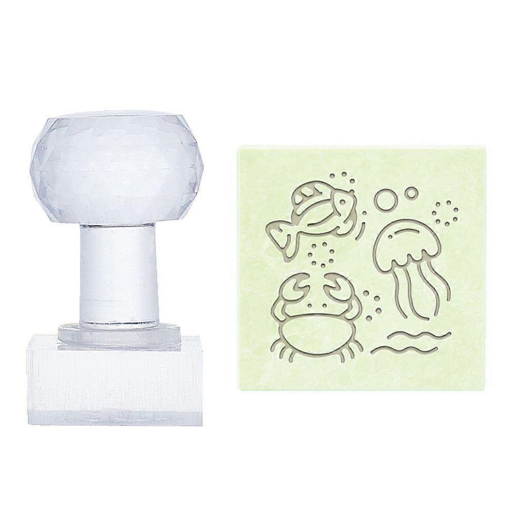 PH Acrylic Stamp Animal Soap Embossing Stamp Sea Animals Soap Stamp with Handle Soap Chapter Imprint Stamp for Handmade Soap Cookie Clay Pottery Stamp