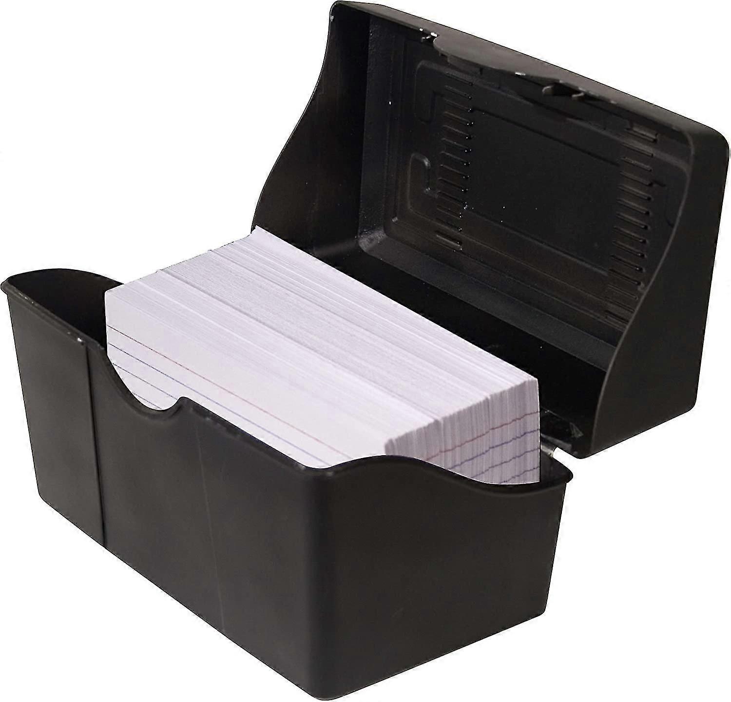 Staable Flip Top 3 X 5 Index Card Holder, 300 Card Capacity Box, Bla, 3.5 H X 5.5 L X 3 W Inches