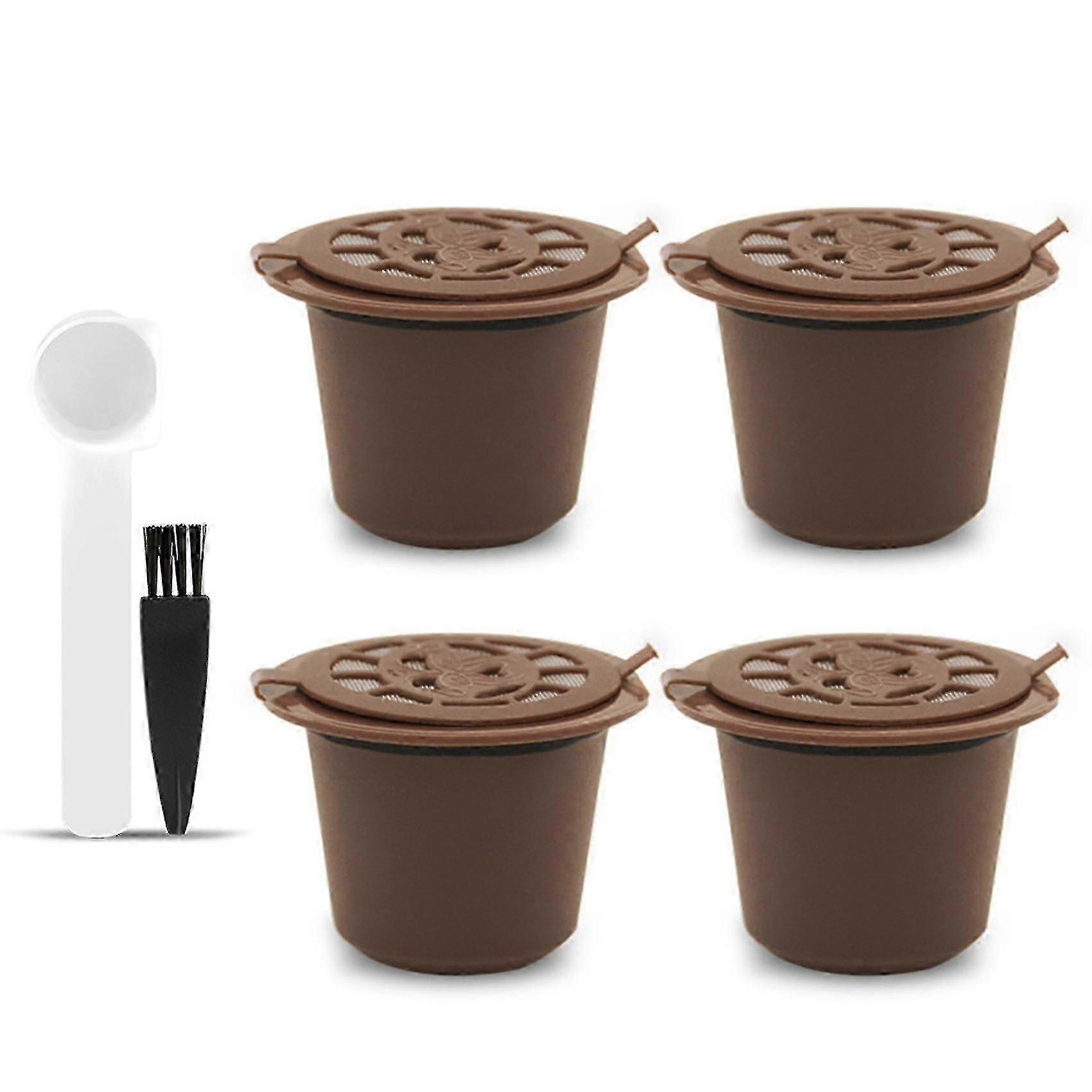 Reusable Coffee Capsules Cup Black Refillable Coffee Capsule Refilling Filter Coffeeware-brown