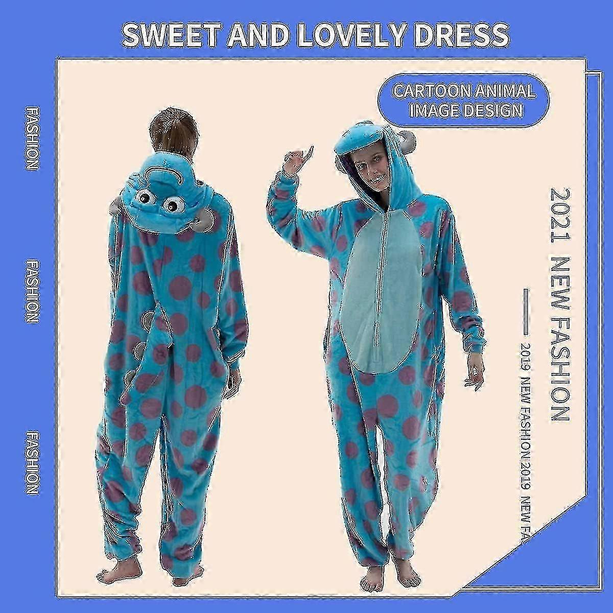 Tättsittande unisex vuxen pyjamas, flanell cosplay djur en bit Halloween kostym sovkläder hemkläder