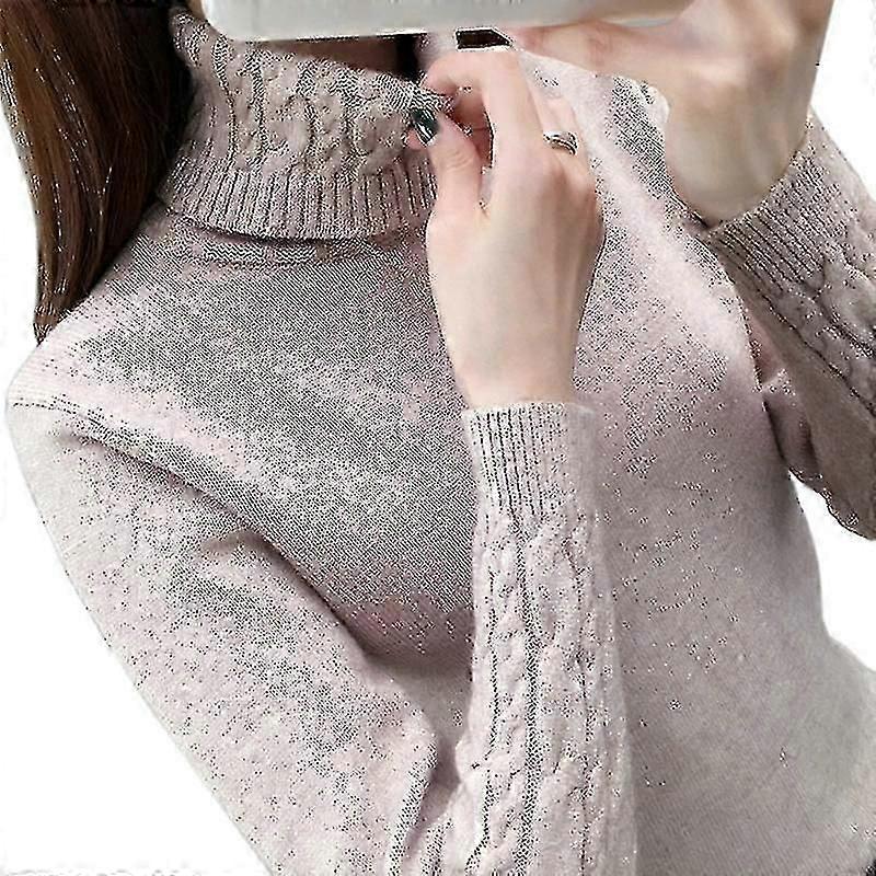 Damtröja Polotröja Höst Vintertröjor Nya 2022 Långärmade Tjocka Varma Damtröjor Khaki