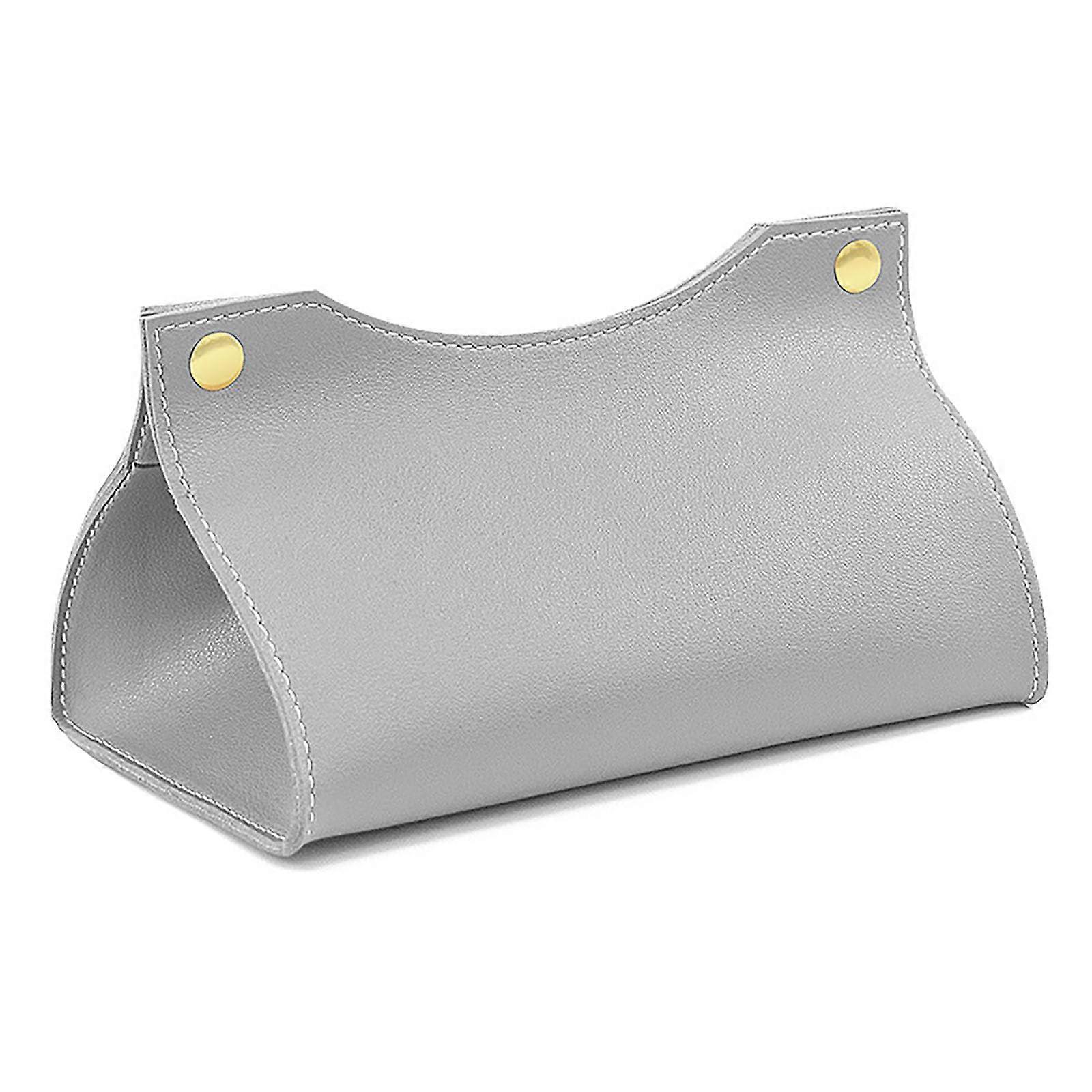 Foldable Gray and Black Tissue Box Cover for Bathroom Vanity or Bedside Table - Stylish Design, Compact Size, Durable Material