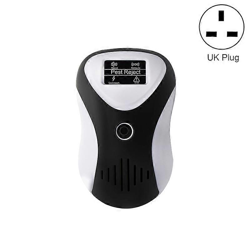 Ultrasonic Multifunctional Mouse Repeller Energy-Saving Silent Insect Repeller, Plug Type:UK Plug Black White+UK Plug
