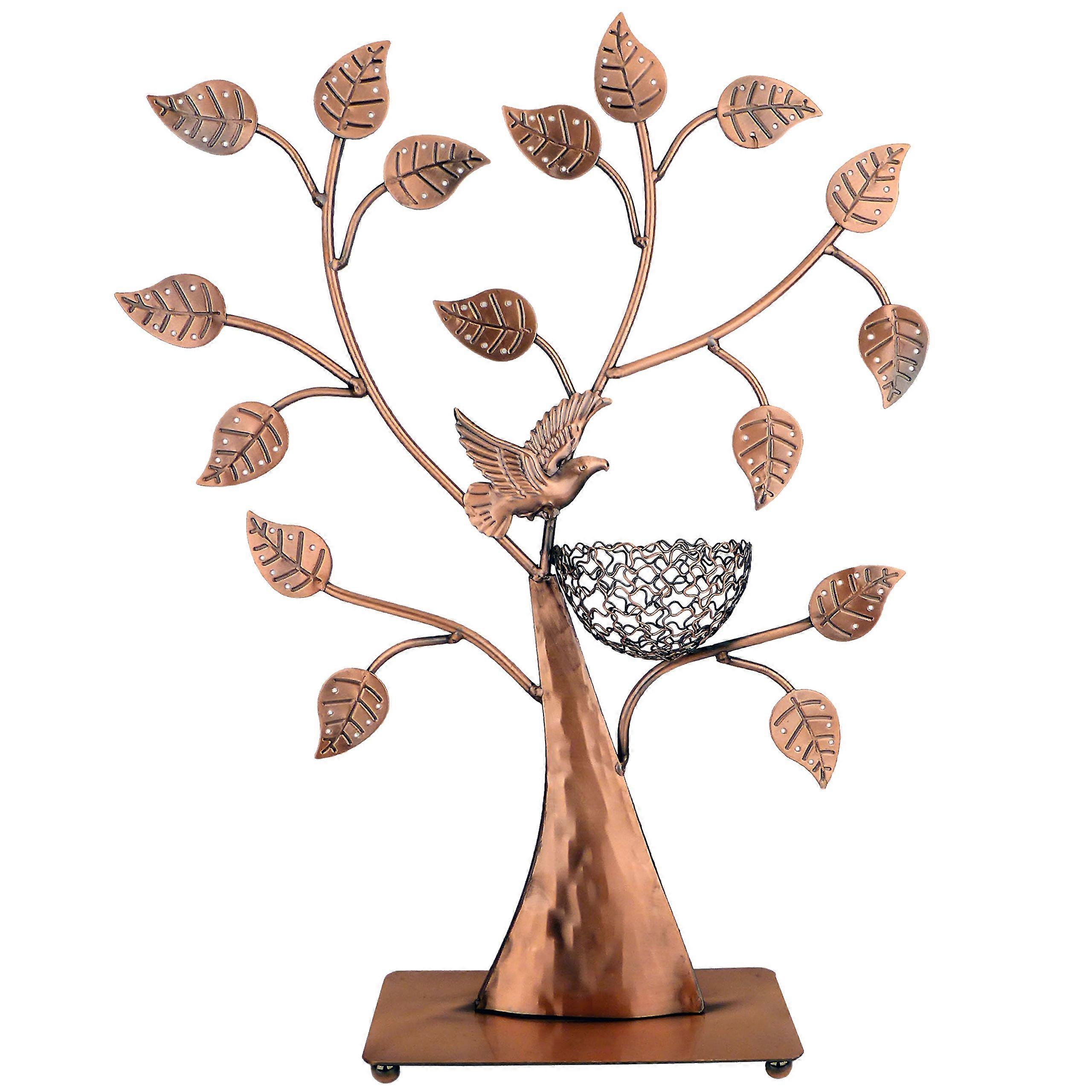 Bronze Jewelry Tree Stand - 48-Pair Earring Holder Organizer with Decorative Design and Sturdy Base