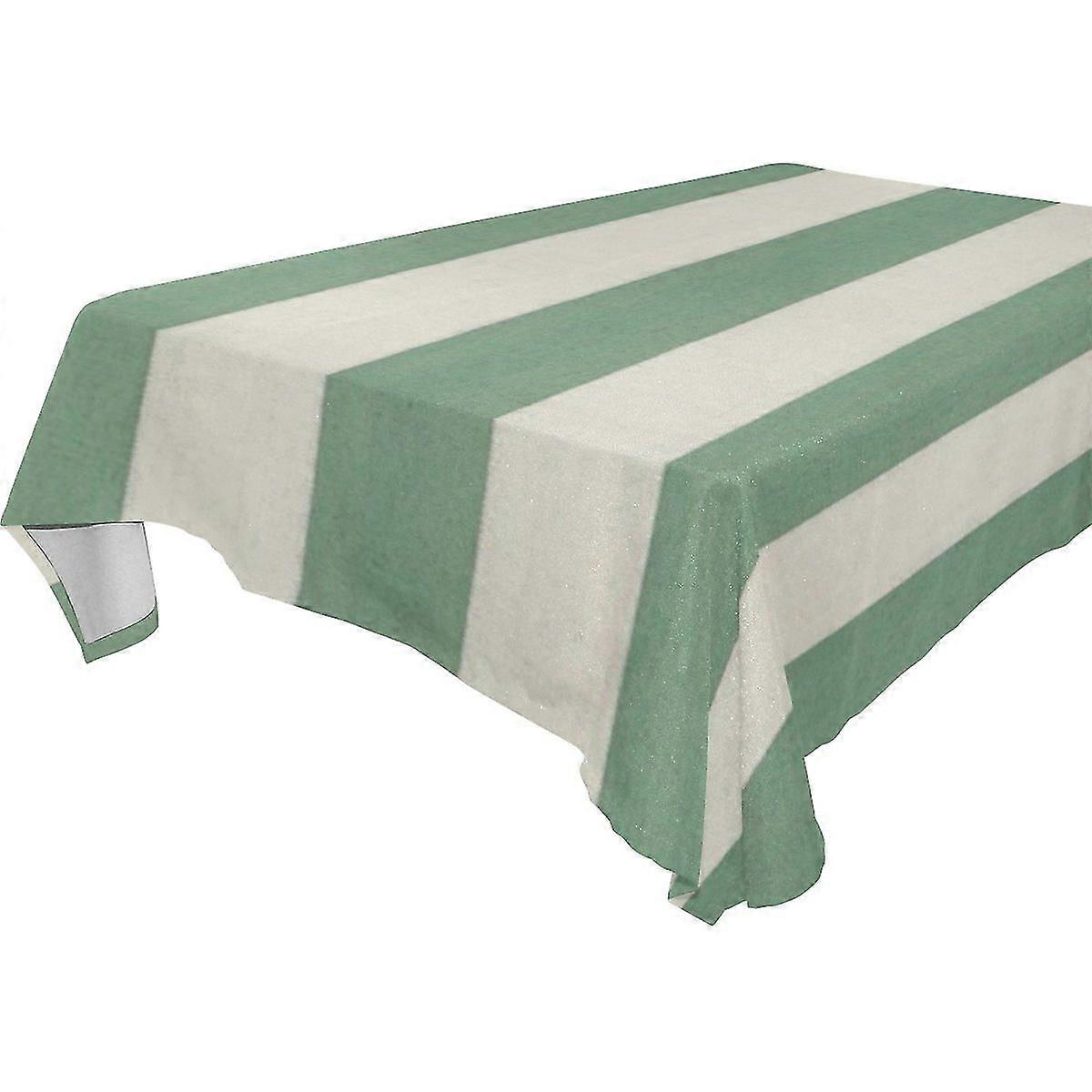 Green And White Stripes Tablecloth 150x260 Cm