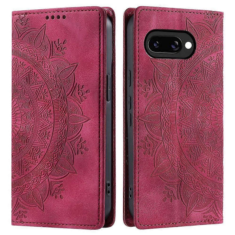 Style-010 For Google Pixel 9a Case Magnetic Closing Leather Phone Cover Pattern Imprinted-Rose