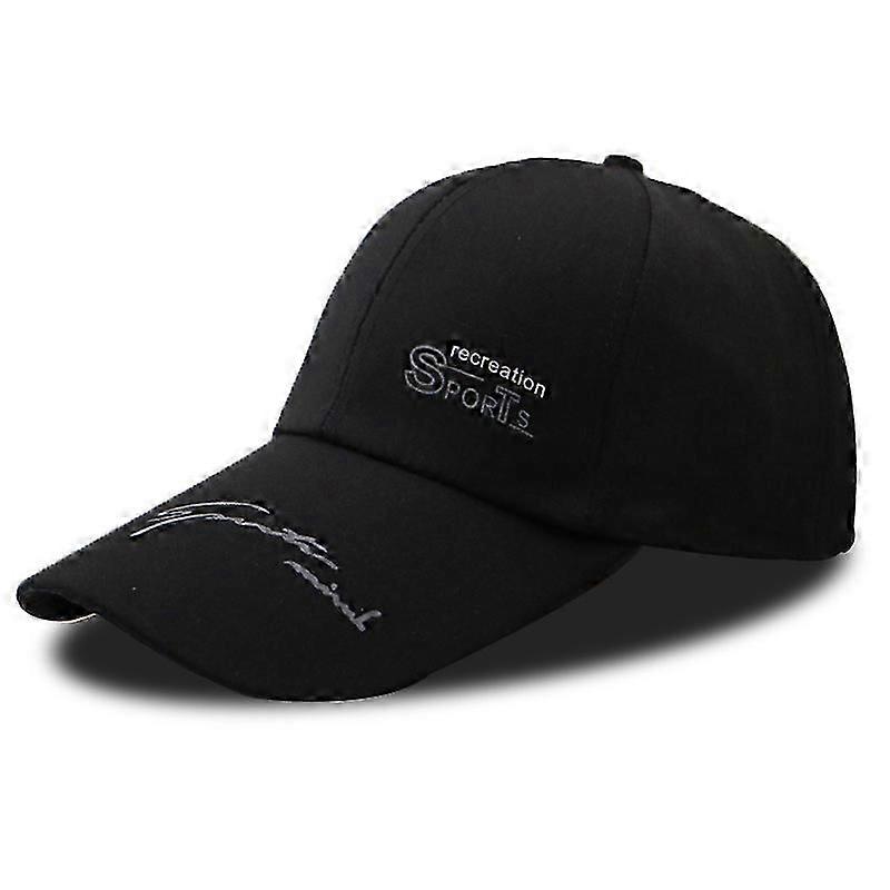 Unisex Sun Hat, Baseball Cap, Retro Solid Color Adjustable Hat (Letter + Black)