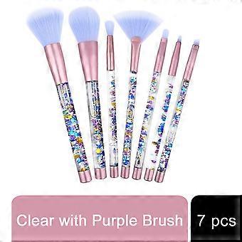 Aquarius Cosmic Makeup Brush Set 7pc Liquid Glitter Handle Beauty Tool Kit Pink