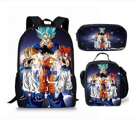 Ryggsäck Pojke Dragon Ball 3 st/Set Tecknade Skolväskor för Tonåringar Resor Utomhus Vattentät Skolväska för Barn Pojke Present