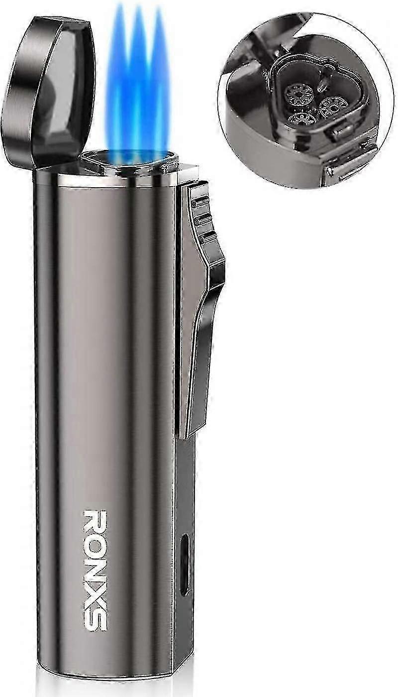 High qualityTorch Lighters, Butane Lighter In Pocket Size, Adjustable Triple Jet Flame Refillable Lighter, Windproof Butane Fuel Lighter(butane Gas No