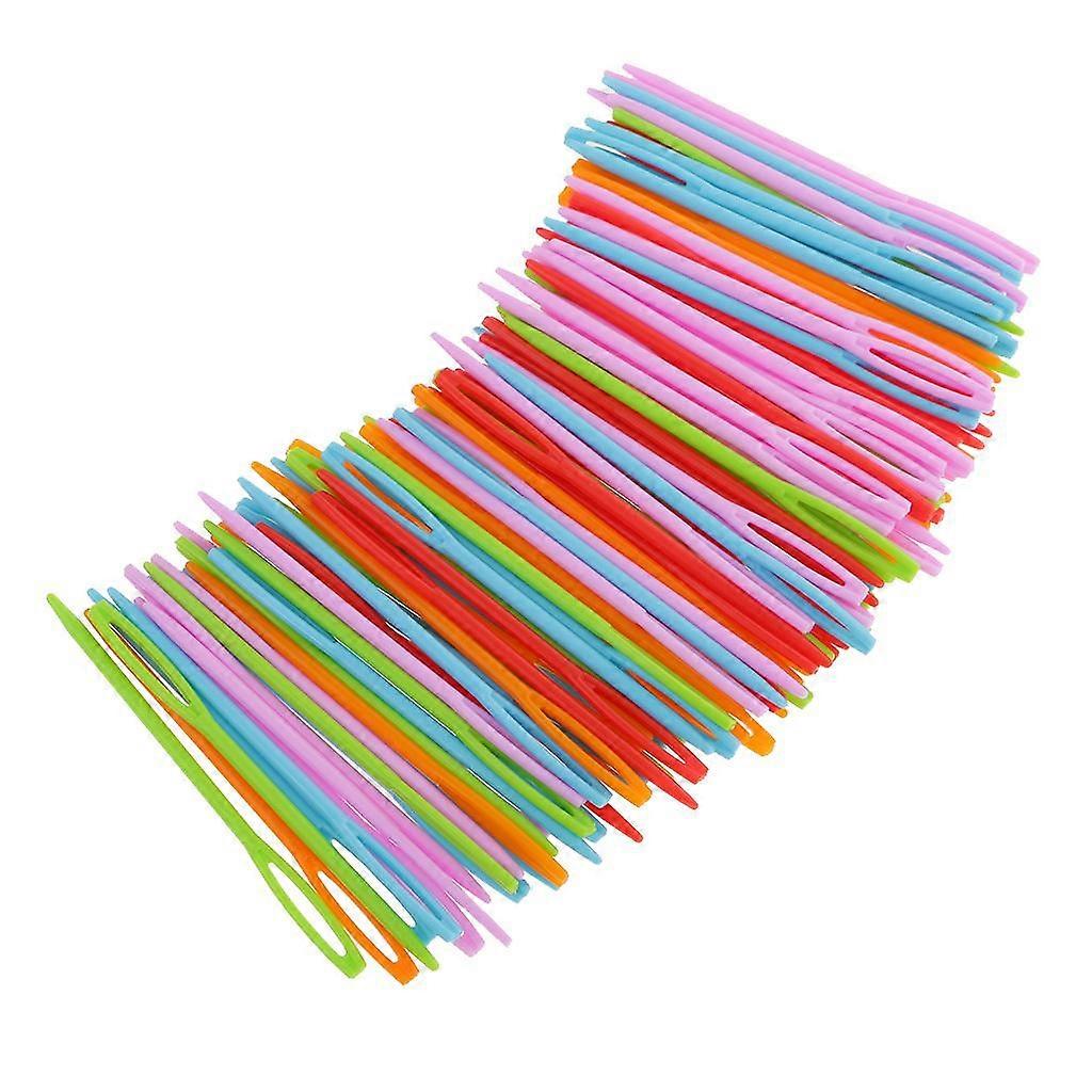 100pcs Plastic Darning Threading Weaving Sewing Needles for Kids Craft 7cm