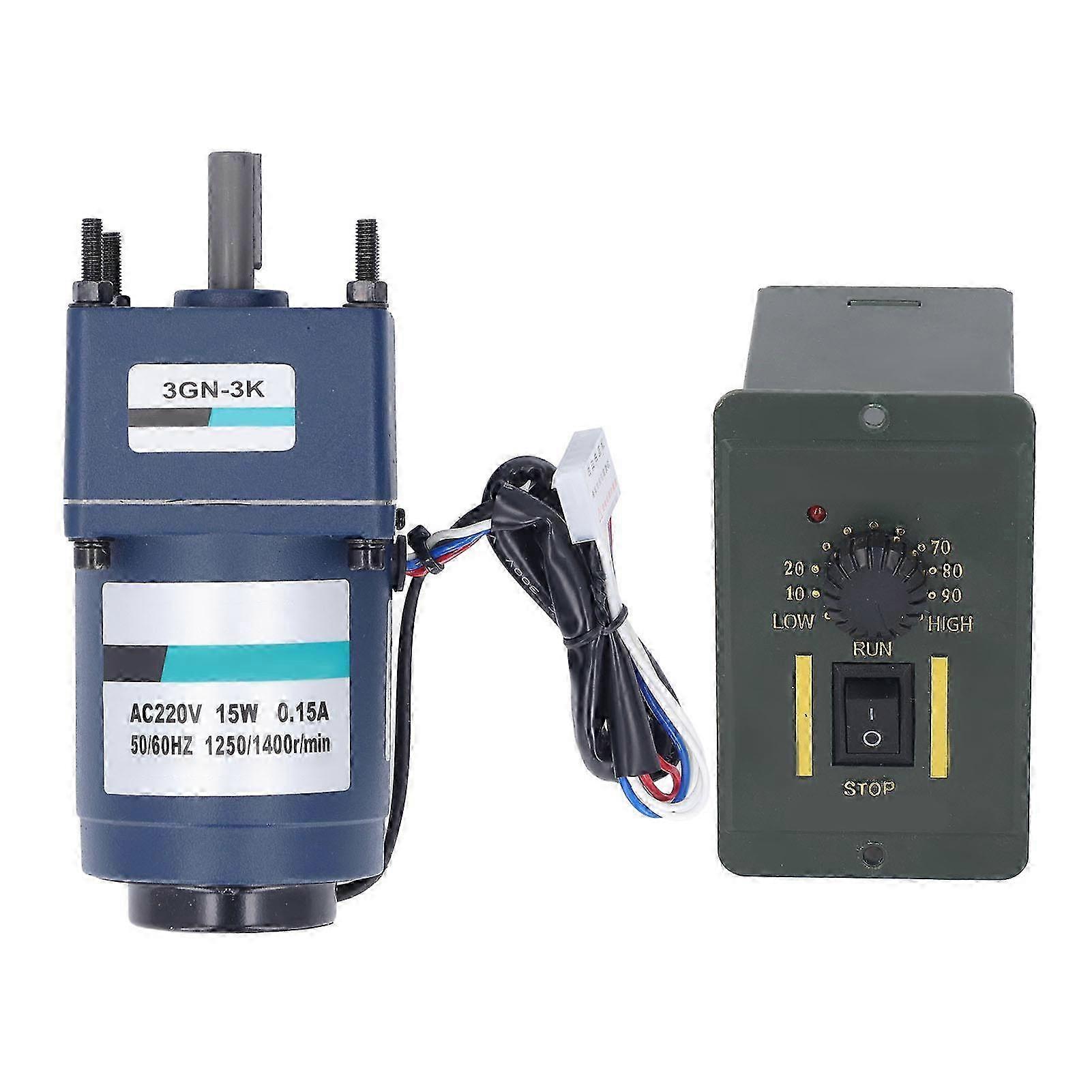 15W Gear Speed Reduction Motor Kit with Controller Electric Single Phase Reversible Geared Motor AC220V