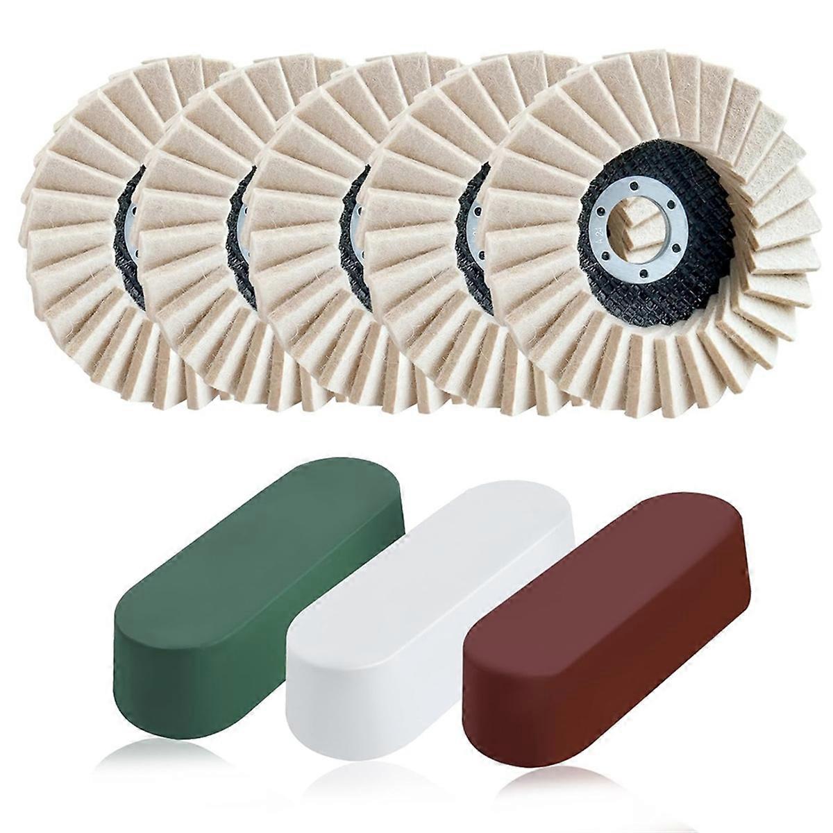 8-Piece Felt Flip Disc Abrasive Polishing Wheel and Polishing Compound Set for Angle Grinders