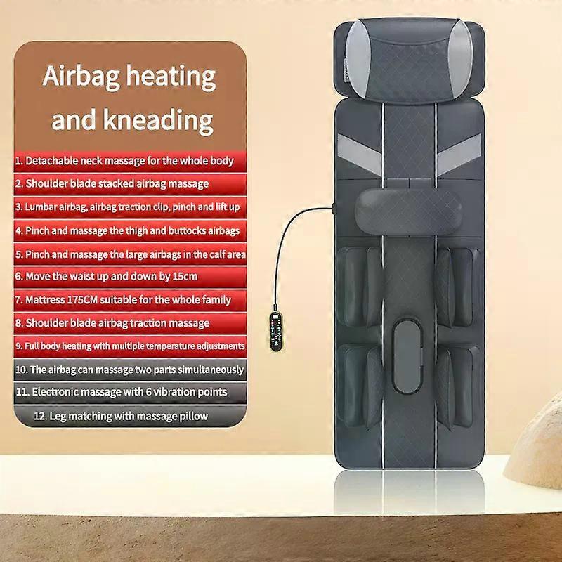 Materasso per massaggio elettrico per tutto il corpo Airbag elettrico Multifunzione per uso domestico Divano Shiatsu Riscaldamento Shiatsu Cuscinetto vibrante per impastare per letto