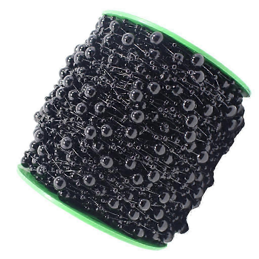 Fishing Line Artificial Pearls String Beads Chain Garland for Flower Arrangements, Black Color, 6mm Bead Size