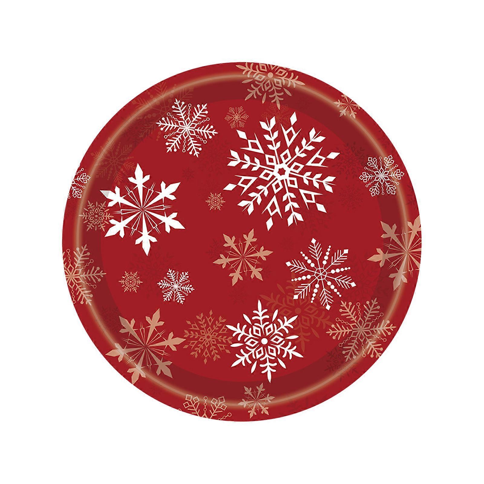 20pcs Snowflakes Red Christmas Year Theme Party Tableware Set Disposable Decorative Tableware Paper Set Reusable AA