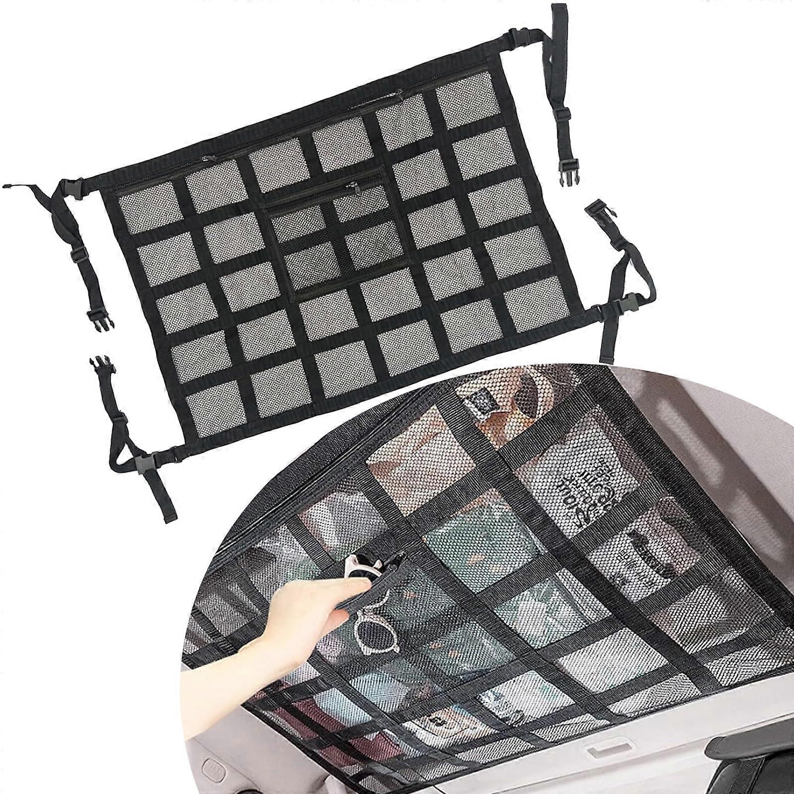 Double-Layer Strengthen Car Cargo Net Pocket Automotive for Camping 31.5In x 21.3In