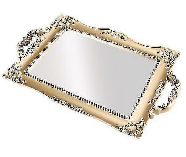 Household Storage Containers Retro Mirror Tray Rectangular Skin Care Product Storage Tray Storage Trays Gold