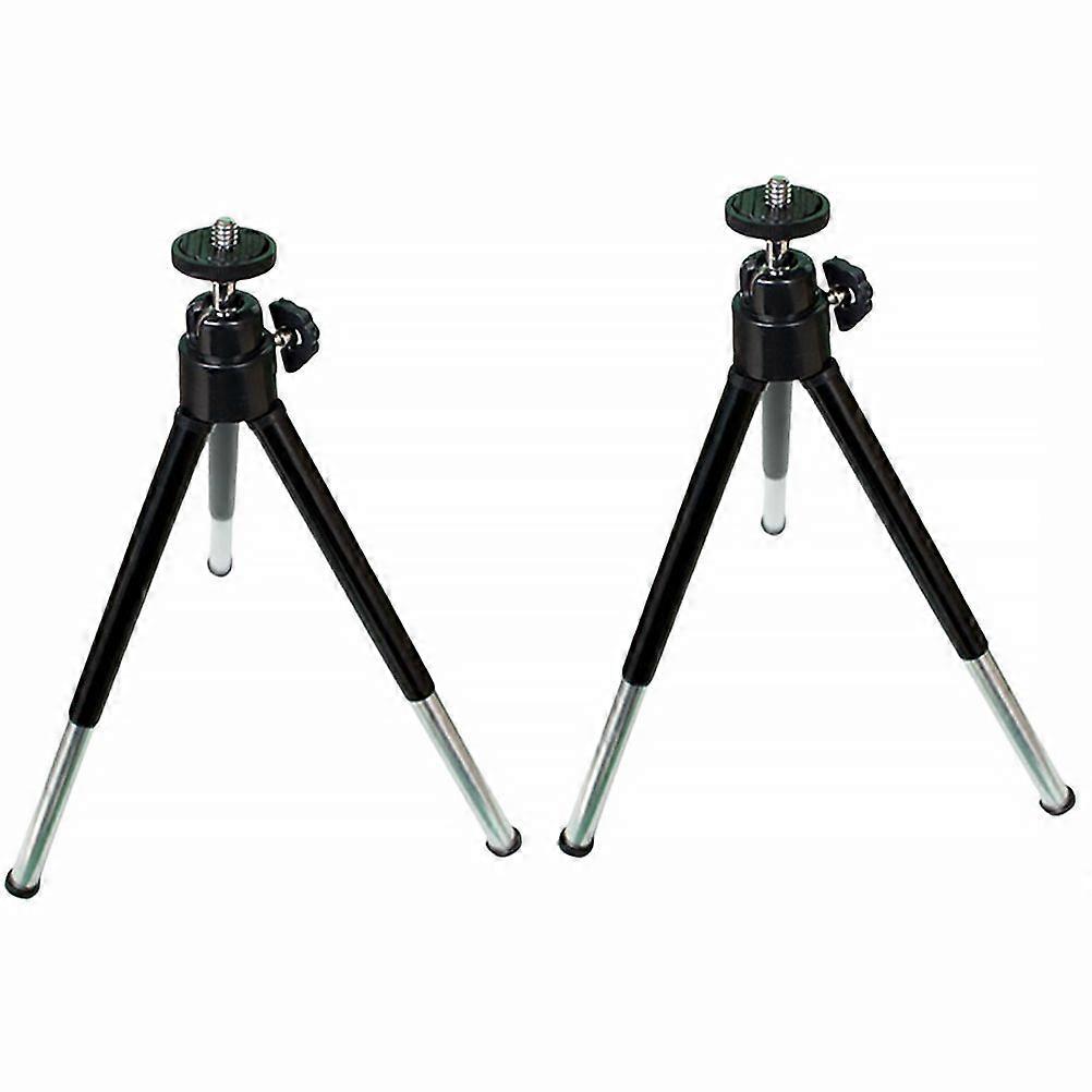 2PCS Mini Mobile Phone Tripod Telescopic Two-segment Tripod Small Desktop Photographying Tripod Digital SLR Camera Holder for Friends (Black)