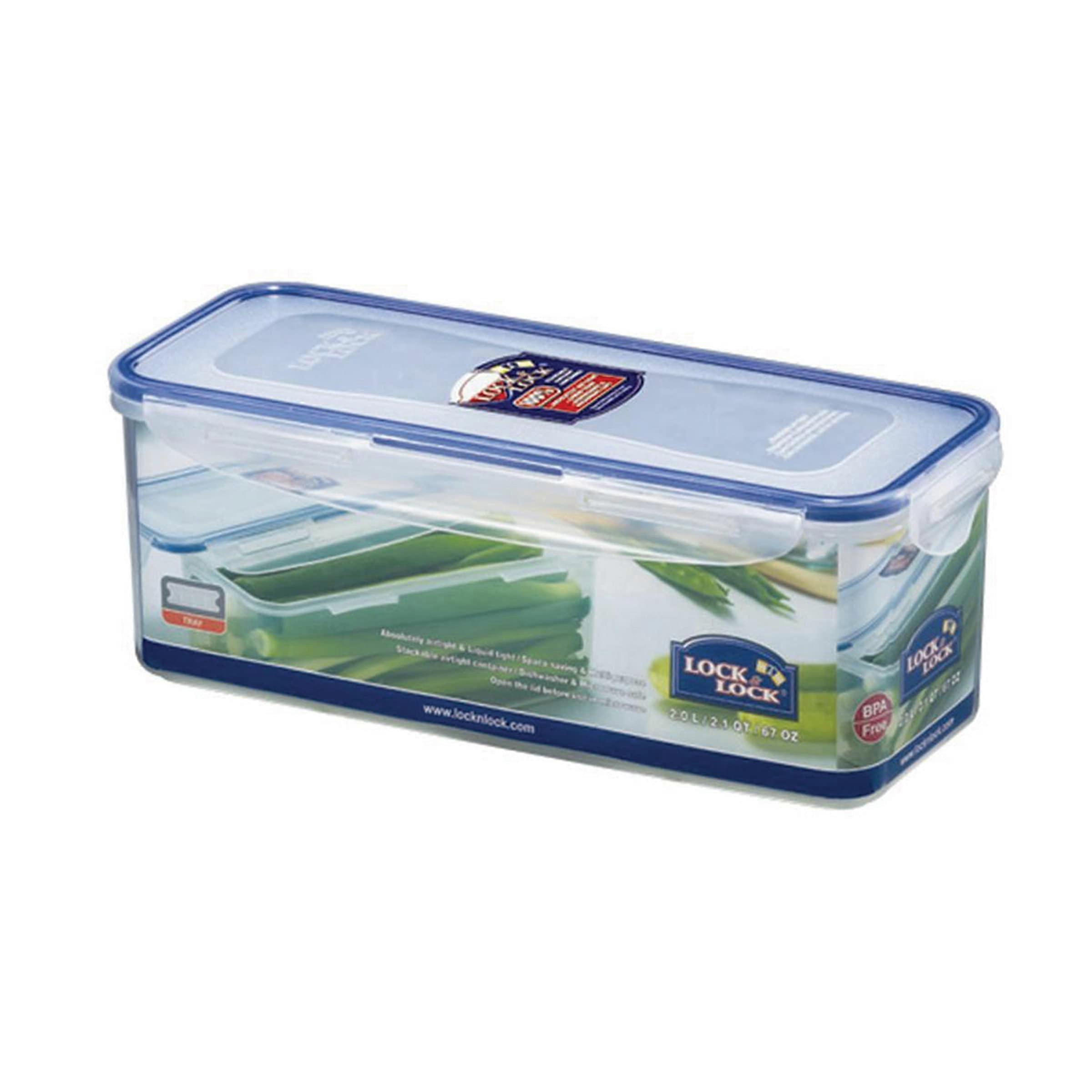LOCK & LOCK Airtight Rectangular Food Storage Container 64.63-oz with Drain Tray and BPA-Free Plastic Lid