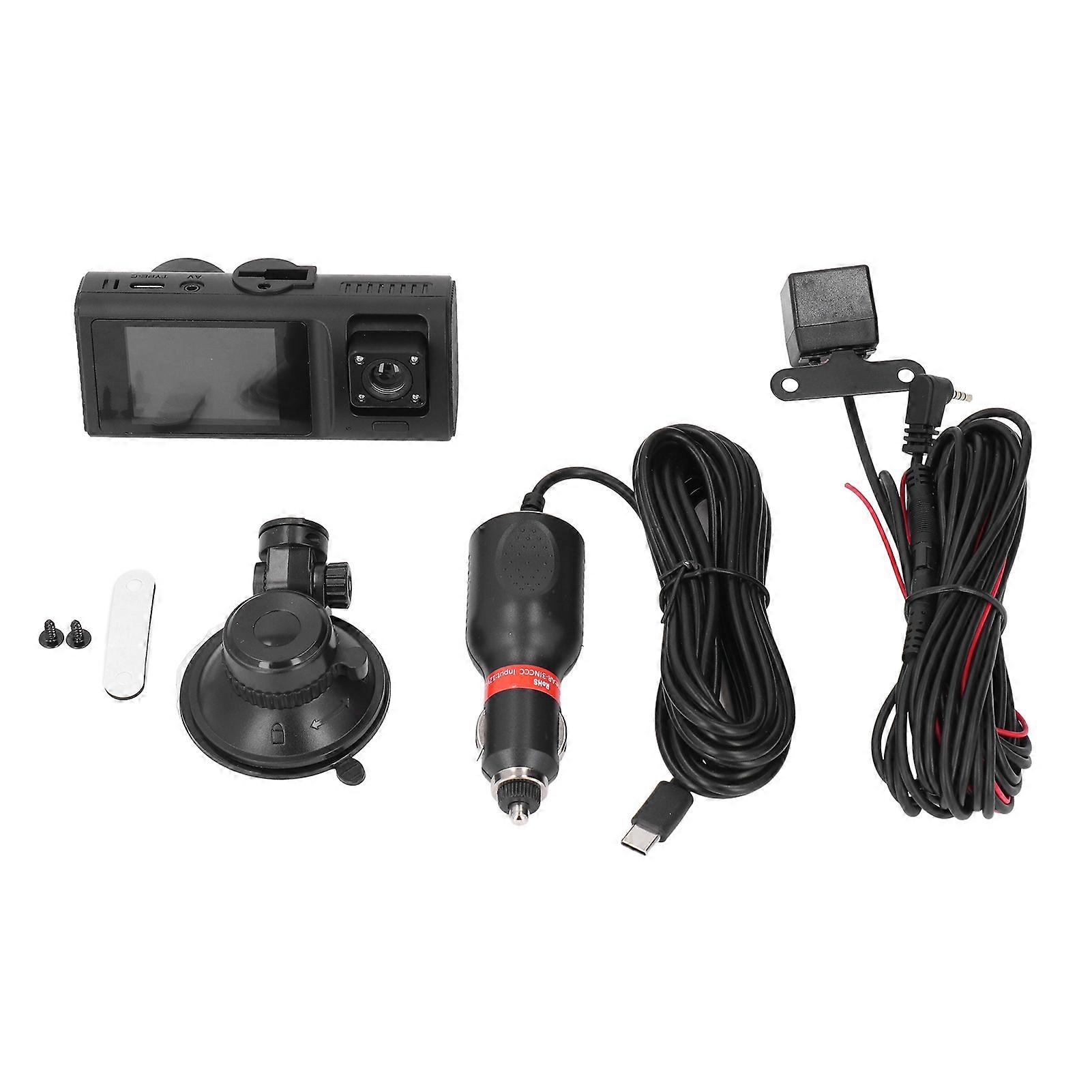 Dash Cam 3 Channel 1080P 480P 480P HD Night Vision Parking Monitoring G Sensing Loop Recording Car Camera