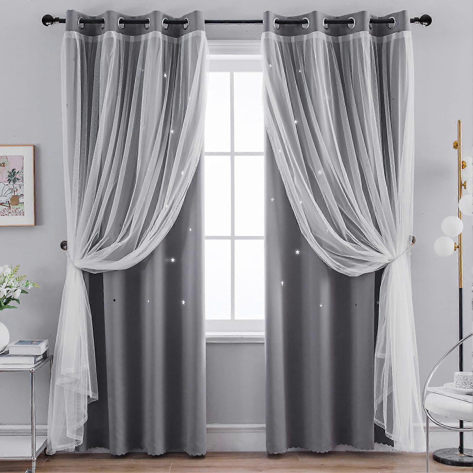 Panel Star Star Blacking Curta Bedroom Baby Window Curtain Double Layer