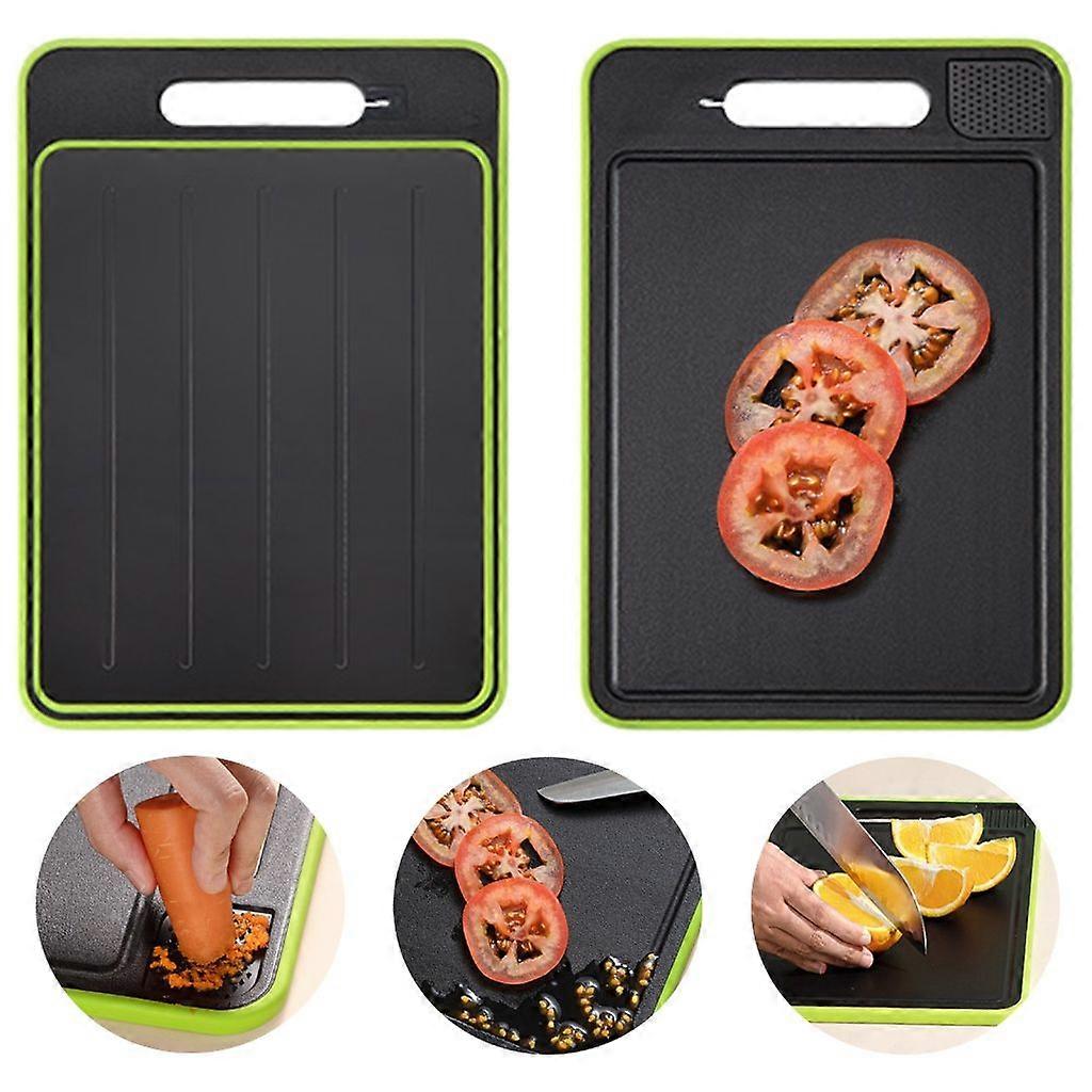 Thawing Tray Meat Food Tool Double Sided Cutting Board with Grater Sharpener