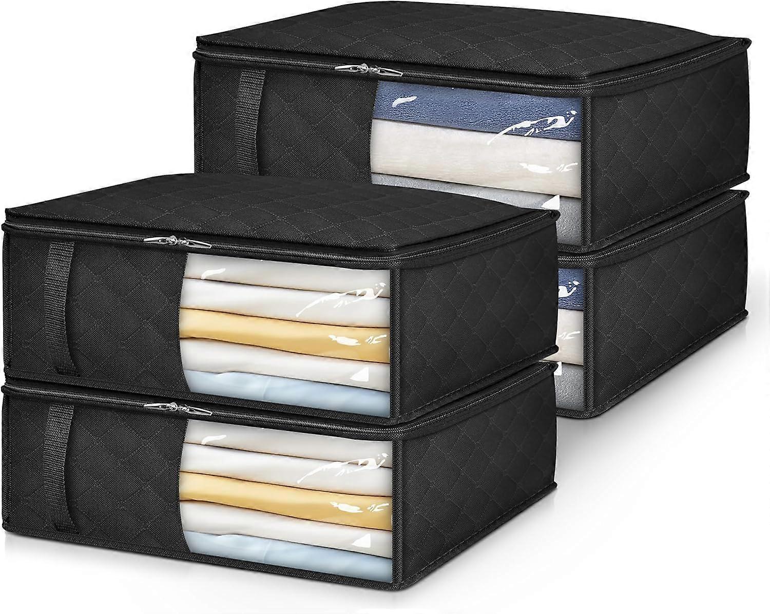 Misslo Sheet Organizer and Storage Boxes, Queen/King Size, 4 Linen Organizers