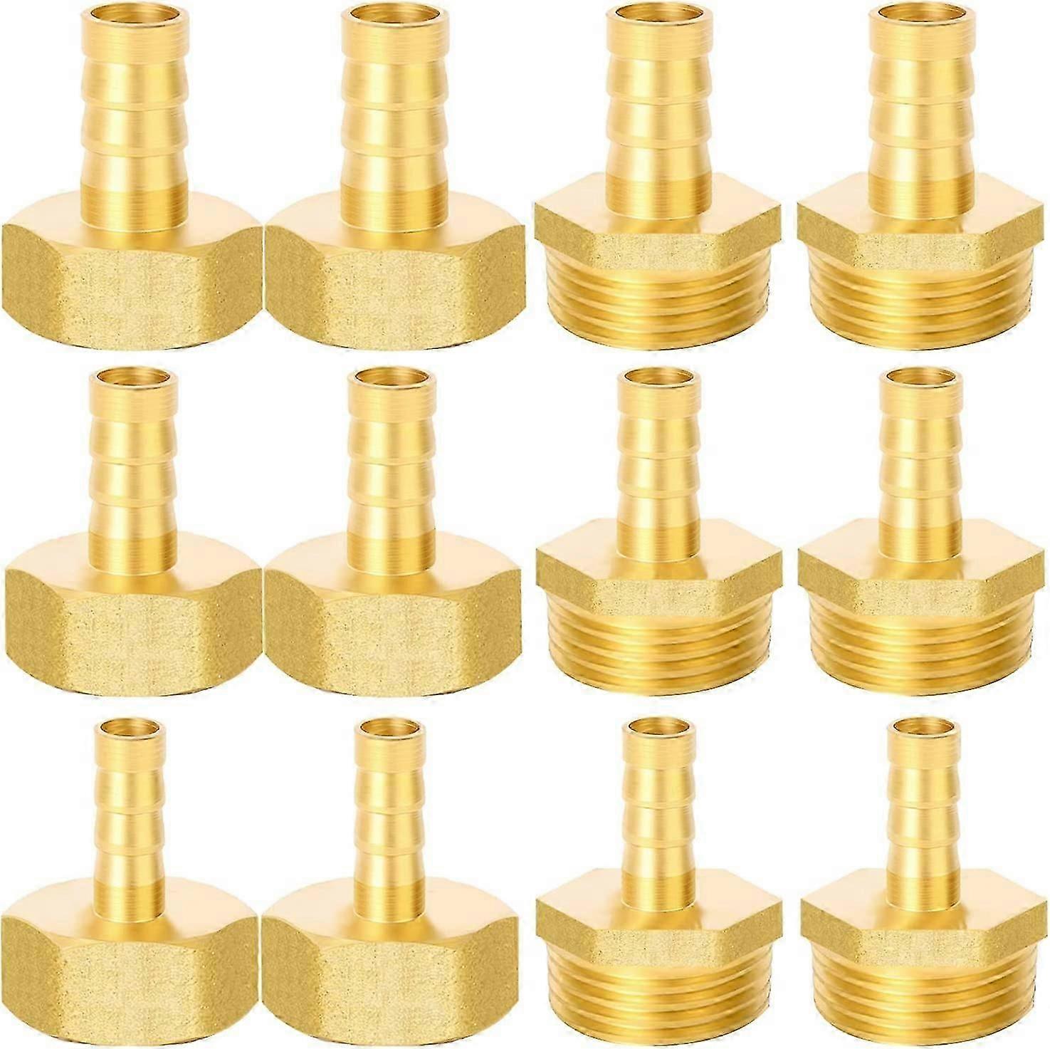 12 Pack 1/2"Hose Connector,8mm,10mm,12mm,External Thread and Internal Thread for Air,Gas,Water Hose