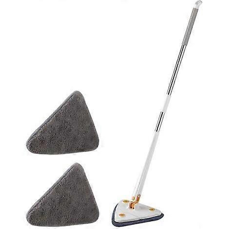 3pcs 360 Rotating Adjustable Cleaning Mop Cloth Replacement Multipurpose Cleaning Mop(1pc Mop+2 Pieces Cloth)(White)