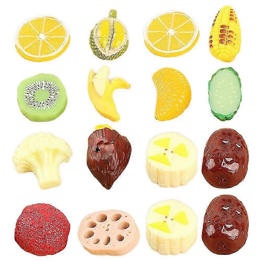 16pcs Simulation Vegetable Fruit Model Miniature Resin Vegetable Fake Fruit Model Photo Props