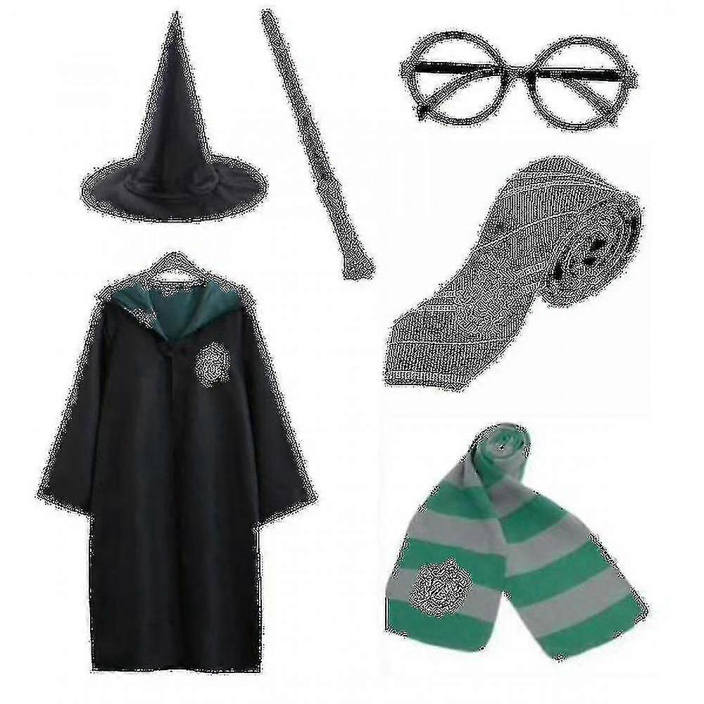 Halloween Harry Potter 6pc Set Wizard Fancy Dress Cape Costume-r