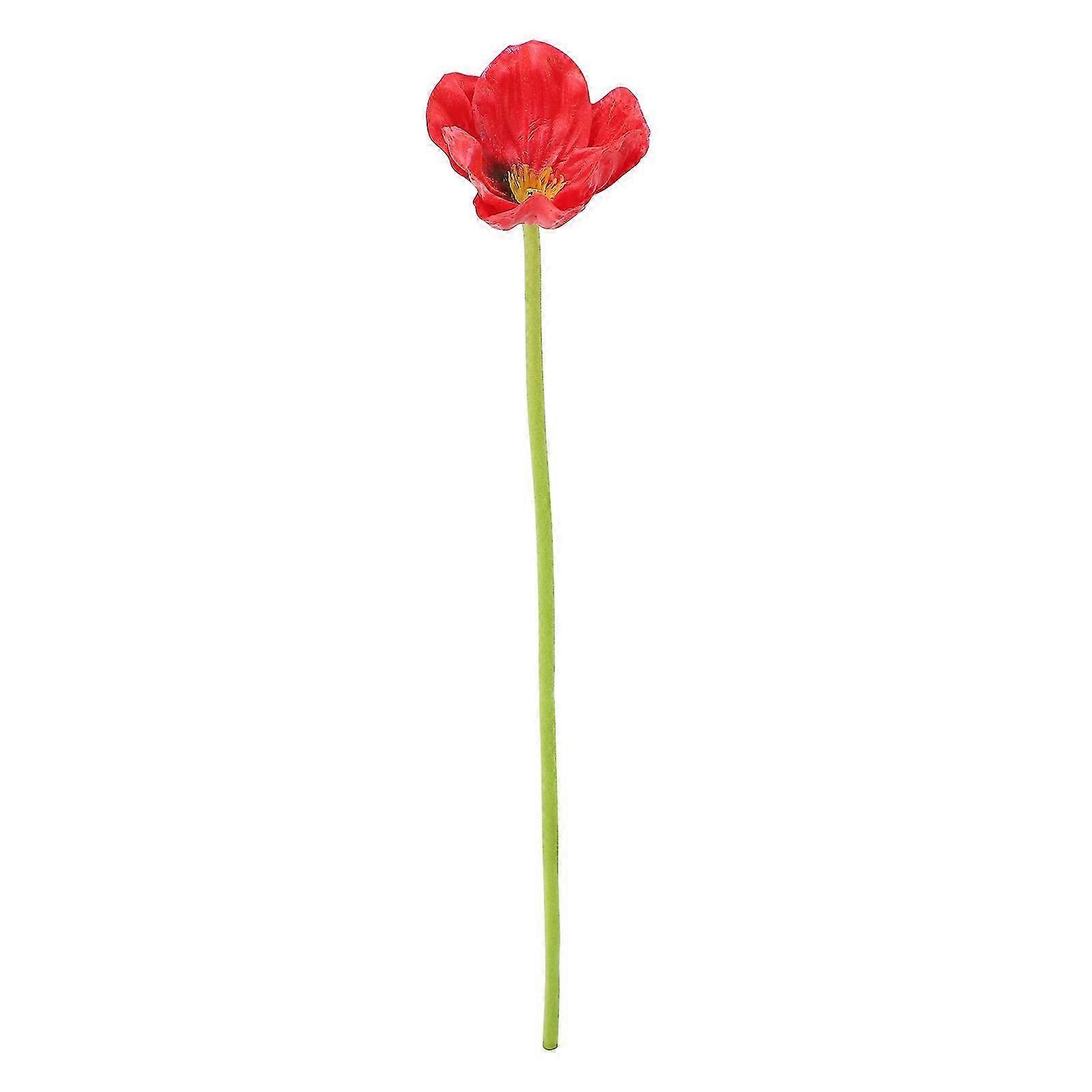 10 Red Artificial Poppy Flowers - PU Material for Wedding Decor