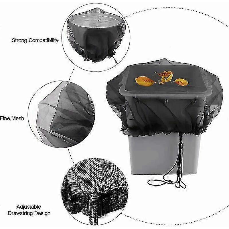 Rain Barrel Net, 2 Pieces Protective Net with Drawstring, Anti Polyester Cover for Rainwater Collector (Diameter 95cm)