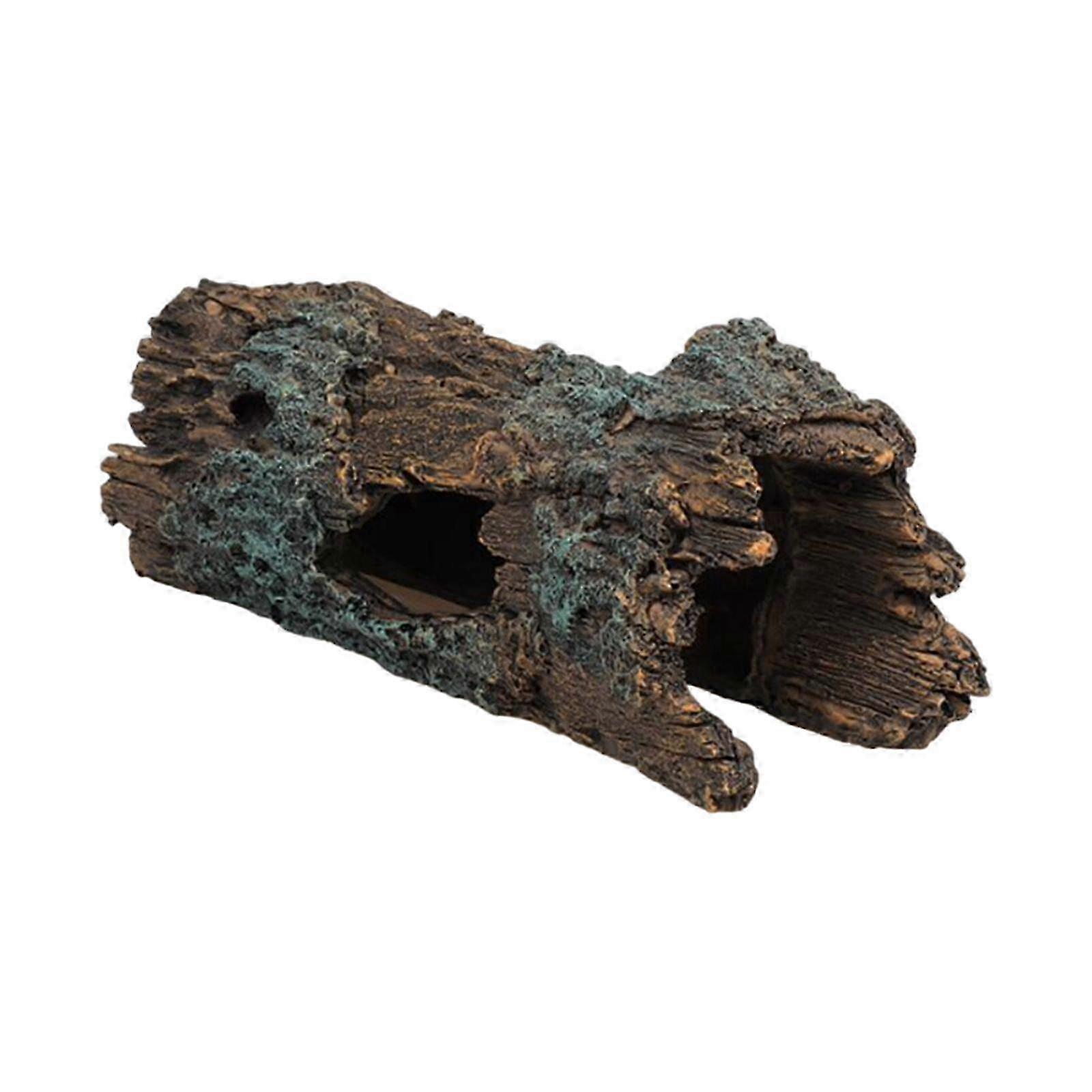 Hollow Tree Trunk Reptile Hideout & Turtle Basking Cave for Aquarium Terrarium Tank Decoration