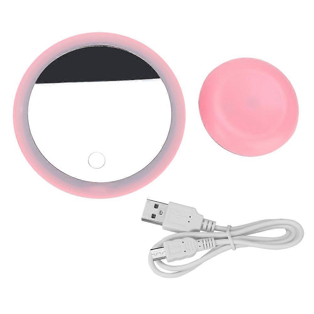 Rechargeable Desktop Handheld LED Makeup Mirror Portable Round Angle Adjustable Cosmetic Mirror
