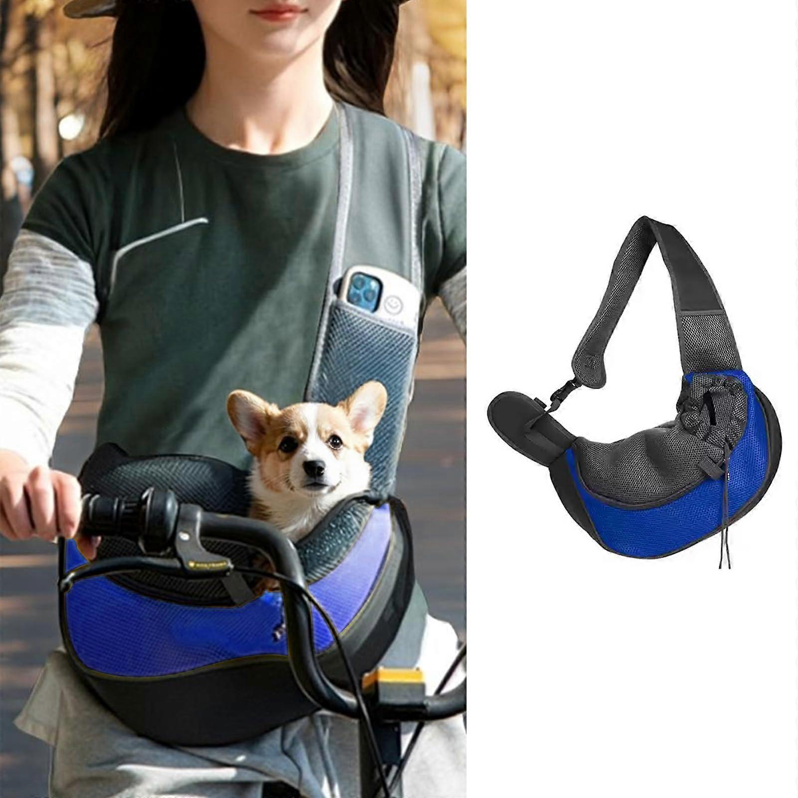 Pet Dog Sling Carrier with Large Pocket and Adjustable Strap – AntiFalling Breathable Mesh Travel Sling