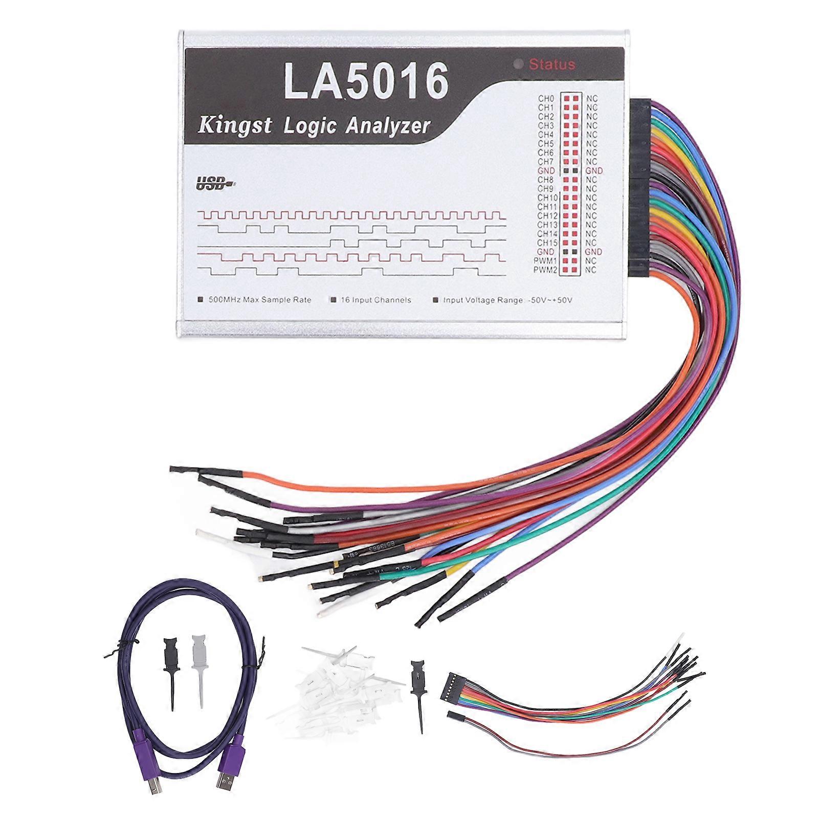 16 Channel Logic Analyzer with 500M Sampling Rate Adjustable Threshold Analyzer Device ‑50‑50V