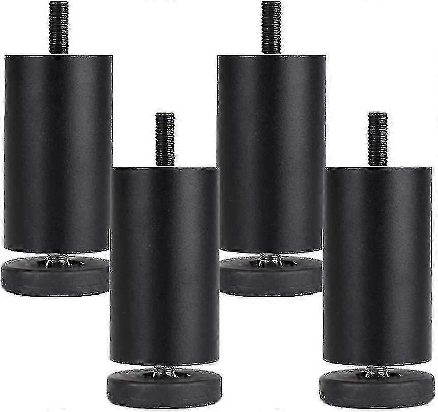 Meubles réglables pieds en alliage d’aluminium meubles pieds ronds en métal meubles pieds table canapé-lit, noir, 4 pièces (10cm)