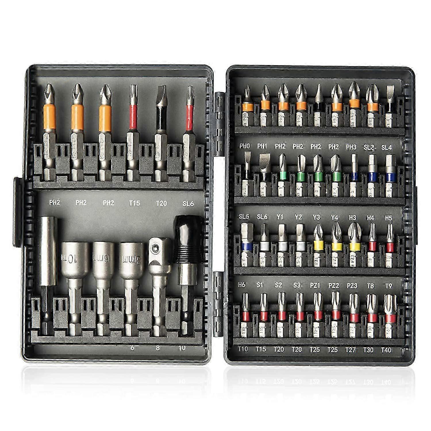 48 in 1 Magnetic Impact Driver Bit Set 1/4Inch Hex Shank, Impact Torsion Screwdriver Bit Set for Bi