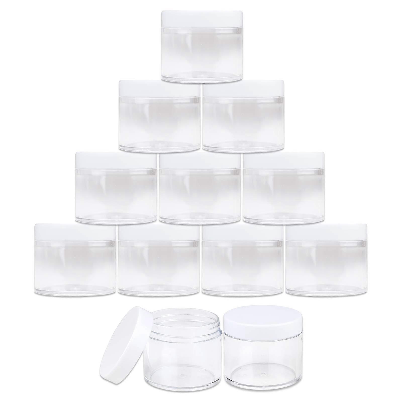Beauticom 2 oz. Clear Plastic LEAKPROOF with Jars White Lids (12 Packs)