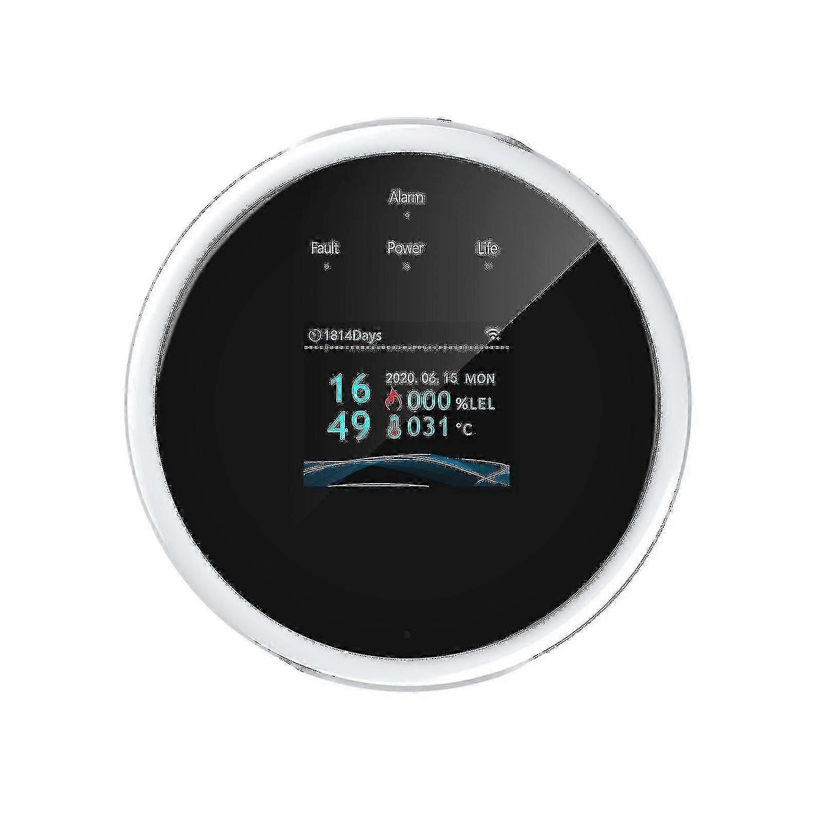 Wifiのガスの漏出探知器および警報LCDの表示は健全なライトが付いているアプリWi-FiのガスLPG ERのメタン警報ブザーを取付けた