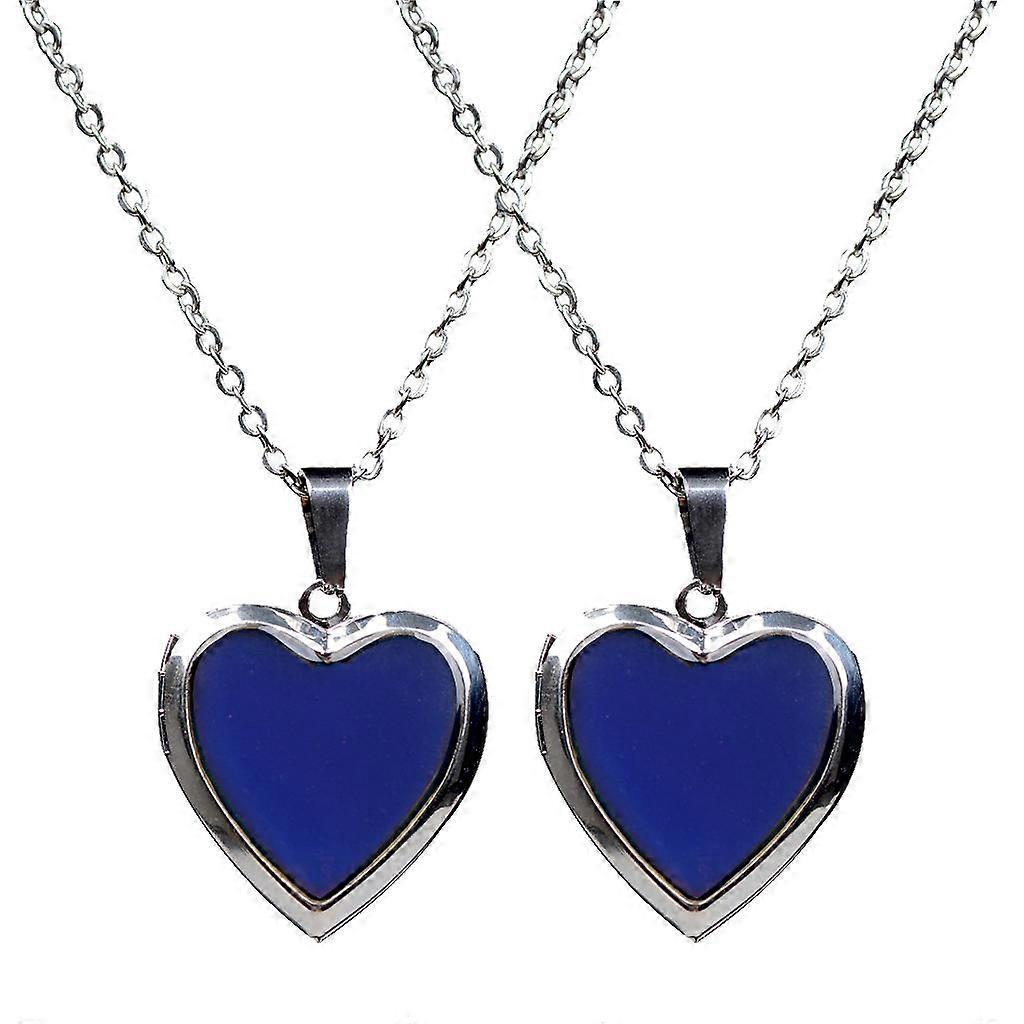 Blesiya 2pcs Color Change Mood Emotion Heart Photo Picture Frame Necklace