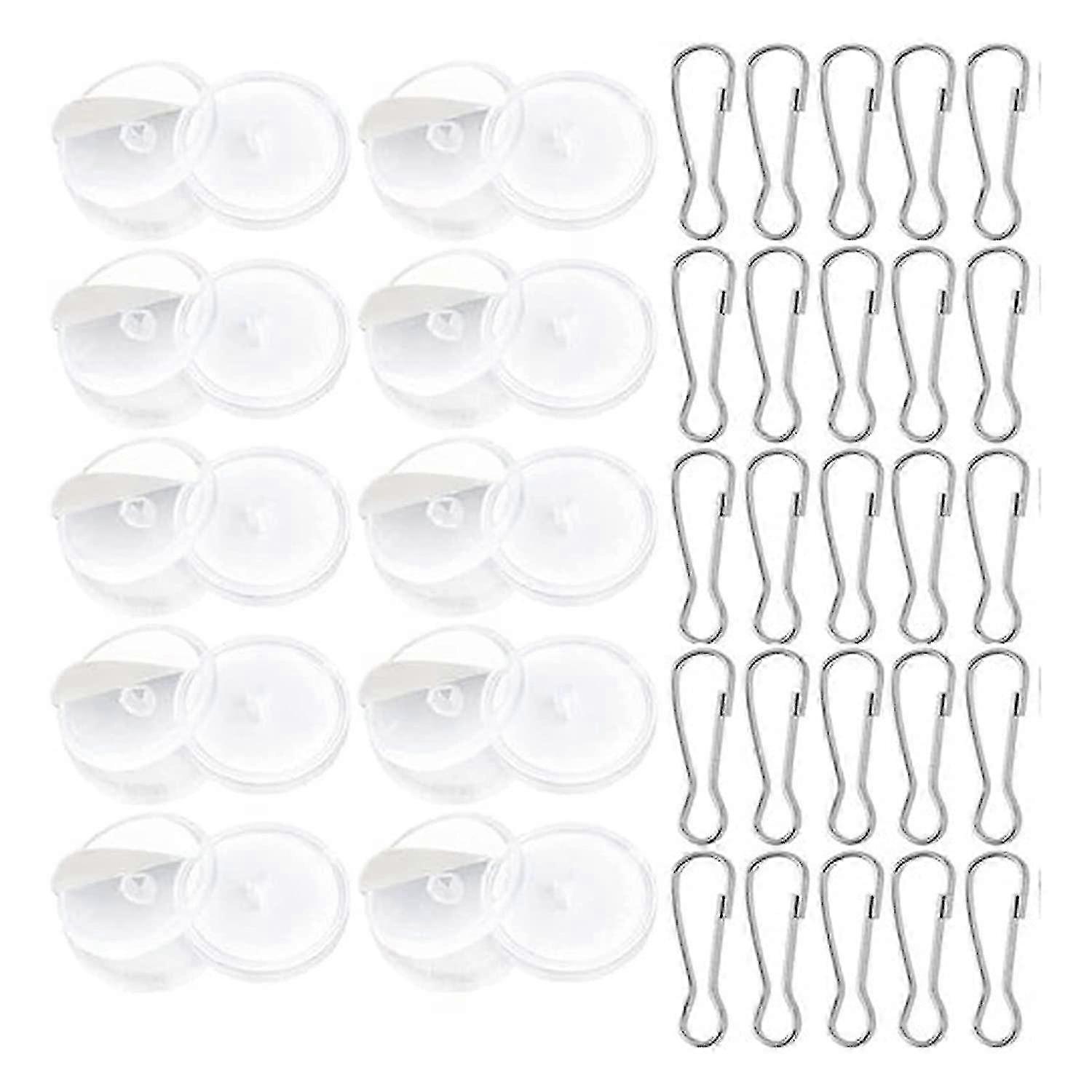 50 Transparent Self-Adhesive Ceiling Hooks & Flagpole Clips Gift Set