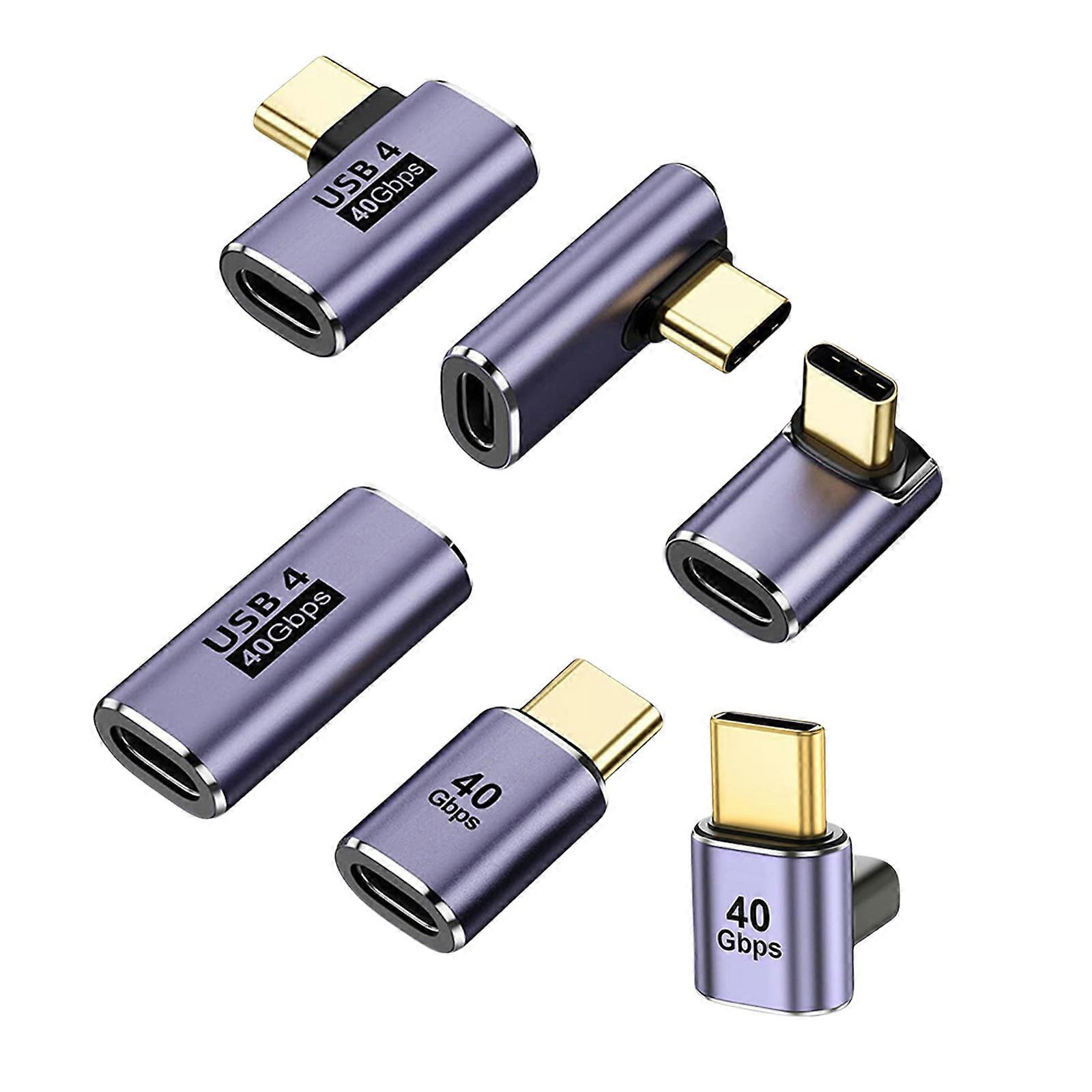 6stk type c adaptere kvindelige hanstik konvertere til tablets telefoner understøtter 40 gbps data 100w opladningsforlængere