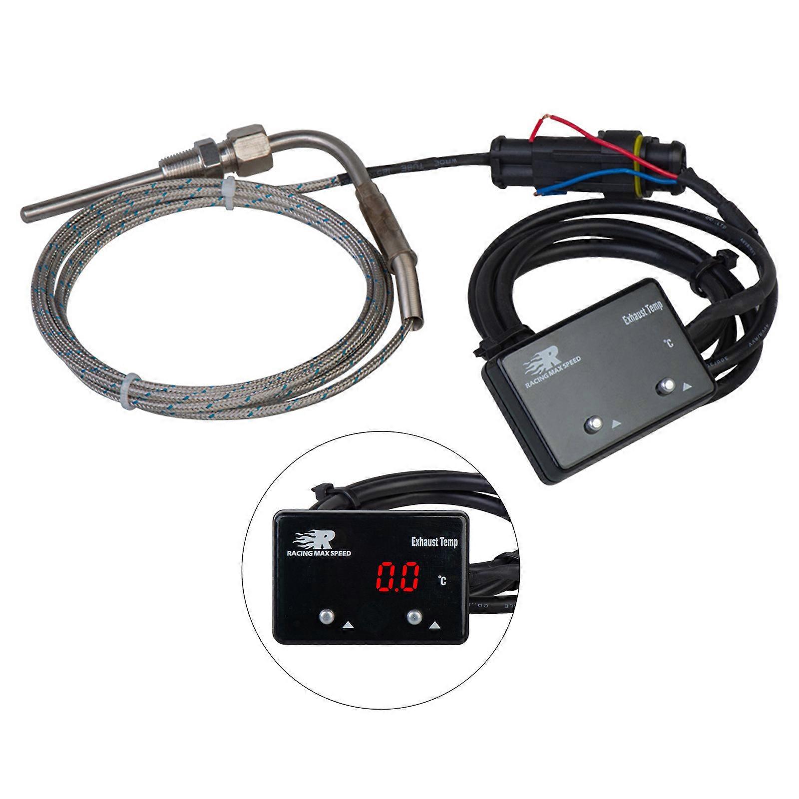 Universal Auto Auto Auspuff Temp Gauge Gaszähler Digital mit Sensor Außentemperaturmonitor Automobilüberwachung rot mit wasserdicht
