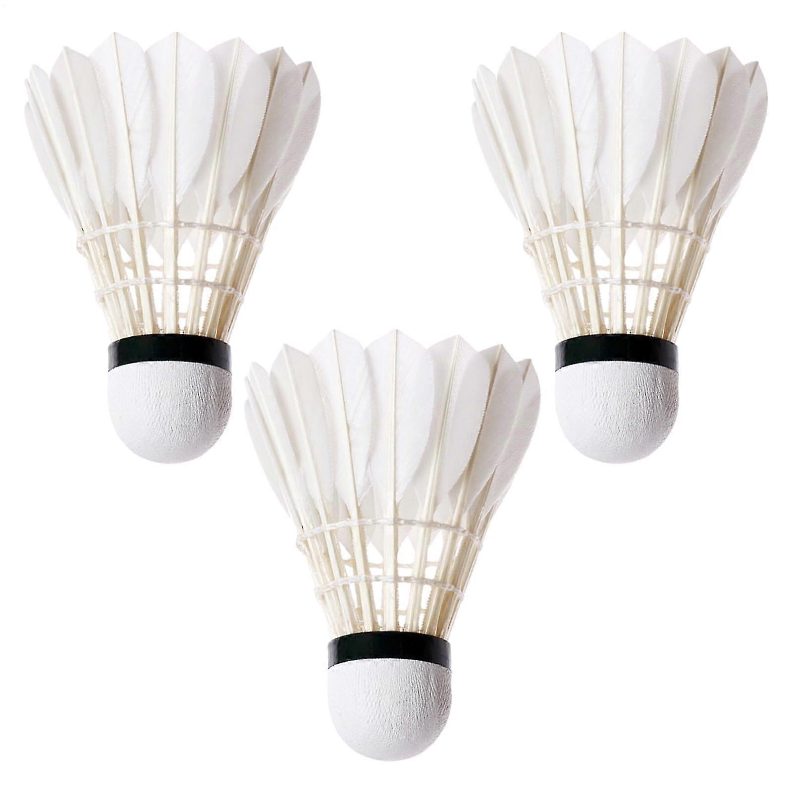 Badminton Balls - 3 Pack White Duck Feather Training Shuttlecocks for High-Speed Playgrounds and Backyards