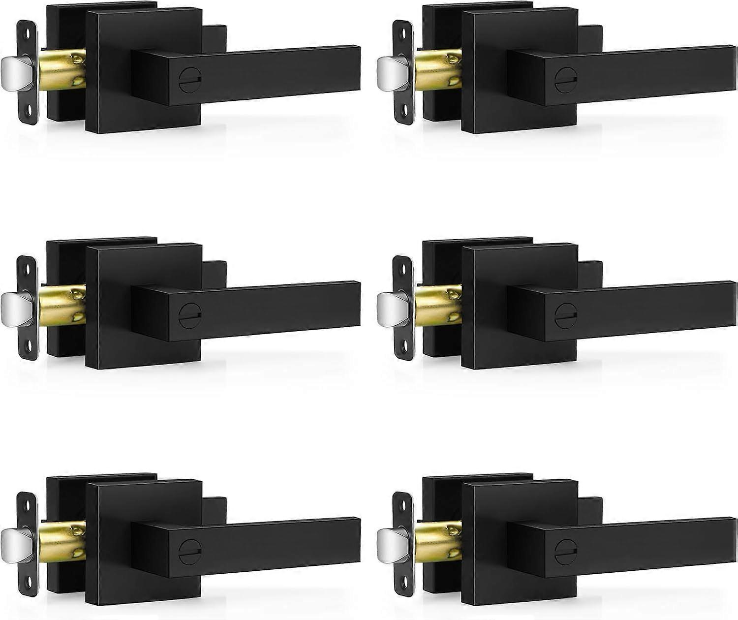 2025 Latest Model  6 Pack Matte Black Door Handles, Keyless Interior Door Knobs